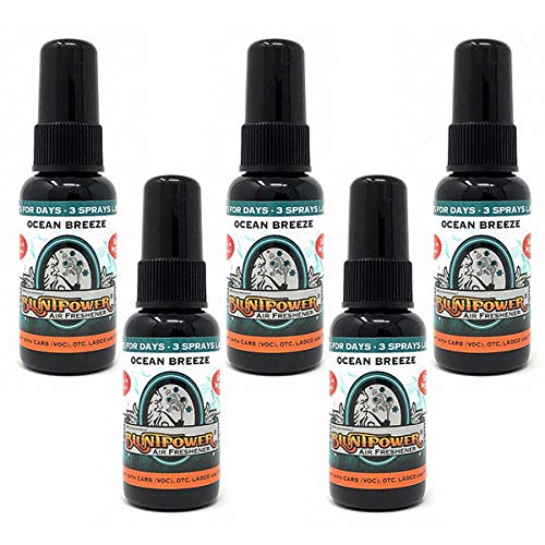 BluntPower (Ocean Breeze, 5 Pack) Concentrated Air Freshener - Premium Oil Based Air Freshener Spray For Home and Car - Long-Lasting Bathroom Spray, Car Freshener, & Odor Eliminator Spray