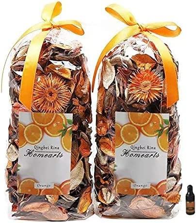Qingbei Rina Potpourri Bags,Orange Scented Potpourri Dried Flowers,Fall Decorative Bowl Vase Filler,Home Fragrance Sachet Petals, Farmhouse Christmas,8.4oz(Citrus)