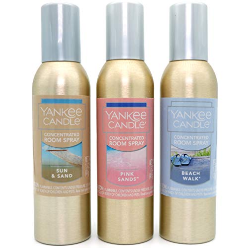 Yankee Candle SUMMER FAVORITES 3-Pack Concentrated Room Sprays (Sun and Sand, Pink Sand, Beach Walk)