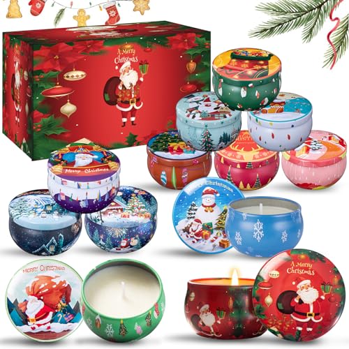 12 PCS Christmas Scented Candles Gifts for Women, Soy Wax Candles with Essential Oils Aromatherapy Candles for Home Scented, Stress Relief, Bath,Yoga, Christmas Thanksgiving Gift