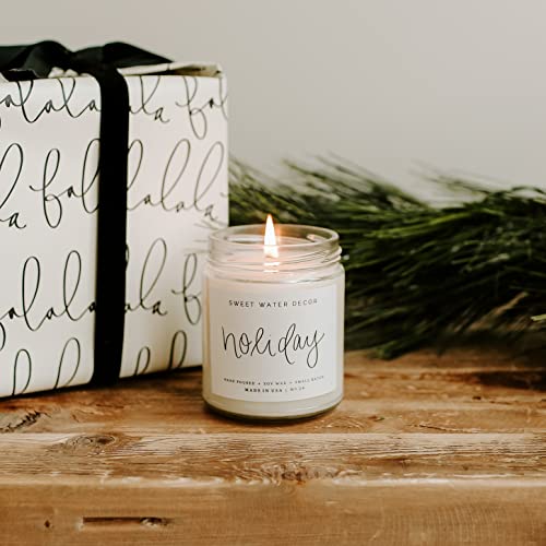 Sweet Water Decor Holiday Candle | Cloves, Pine, and Sandalwood Festive Winter Scented Soy Candles for Home | 9oz Clear Jar, 40 Hour Burn Time, Made in the USA