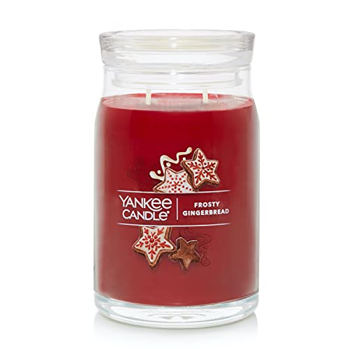 Yankee Candle Frosty Gingerbread Scented, Signature 20oz Large Jar 2-Wick Candle, Over 60 Hours of Burn Time, Christmas | Holiday Candle