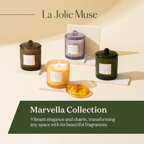 LA JOLIE MUSE Cypress & Cedarwood Scented Candle - Candles for Home Scented, Green Candles Gift for Holiday, Natural Soy Candles, 75 Hours Long Burning, 10 OZ
