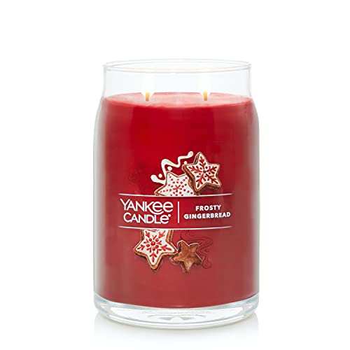 Yankee Candle Frosty Gingerbread Scented, Signature 20oz Large Jar 2-Wick Candle, Over 60 Hours of Burn Time, Christmas | Holiday Candle