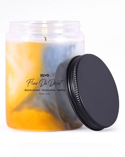 IZIDDO Candles for Home Scented,Blackcurrant & Vanilla Extra Strong Scented Candles,9.5 oz 60 Hours Burn,Handmade Marble Soy Candle,Holiday Candles Gifts for Women