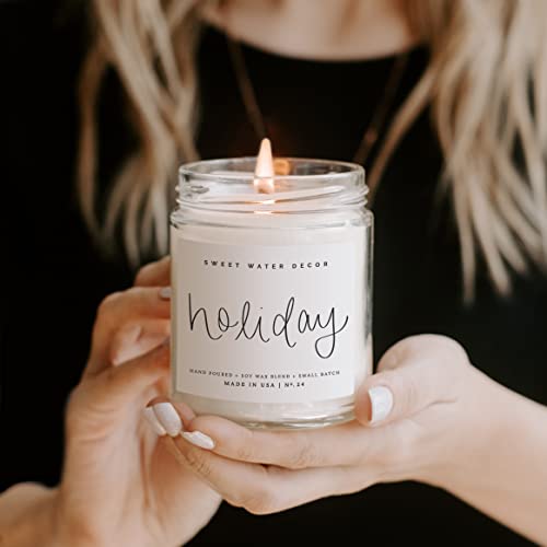 Sweet Water Decor Holiday Candle | Cloves, Pine, and Sandalwood Festive Winter Scented Soy Candles for Home | 9oz Clear Jar, 40 Hour Burn Time, Made in the USA
