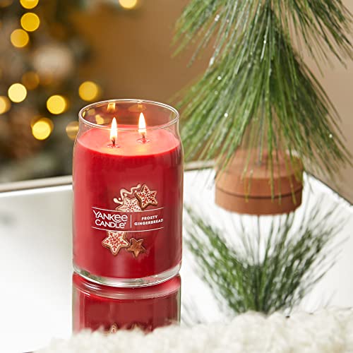 Yankee Candle Frosty Gingerbread Scented, Signature 20oz Large Jar 2-Wick Candle, Over 60 Hours of Burn Time, Christmas | Holiday Candle