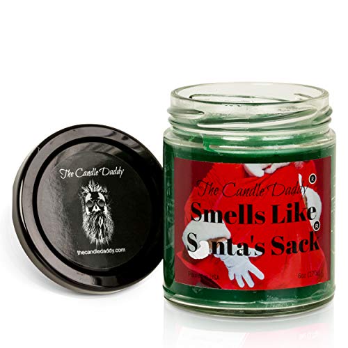 Smells Like Santas Sack Holiday Candle - Brown Sugar Fig Scented Candle - Funny Holiday Candle for Christmas, New Years - Long Burn Time, Holiday Fragrance, Hand Poured in USA - 6oz