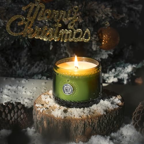 Chloefu LAN Fir & Cedarwood Scented Candle, Christmas Candles Gift for Holiday, Green Candles for Home Scented, Natural Wax, 55 Hours Long Burning