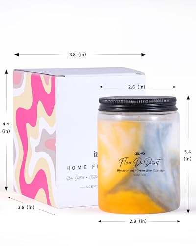 IZIDDO Candles for Home Scented,Blackcurrant & Vanilla Extra Strong Scented Candles,9.5 oz 60 Hours Burn,Handmade Marble Soy Candle,Holiday Candles Gifts for Women