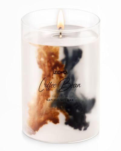 IZIDDO Coffee Bean Candles for Home Scented,15oz Extra Strong Scented Candles,90 Hours Burn Handmade Tie-Dye Soy Candle,Holiday Candles Gifts for Women Men