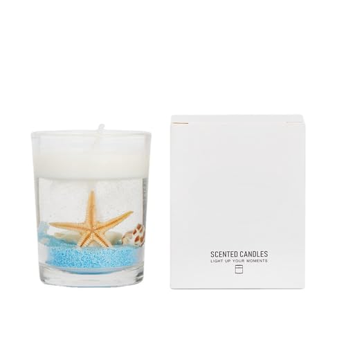 Ocean Theme Scented Candle,130G Handmade Starfish Whelk Soy Wax Gel Wax Aroma Decorative Candle for Table Photo Prop,Self Love Healing Candle for Women,Prefect Gift for Meditation Stress Relief Mood