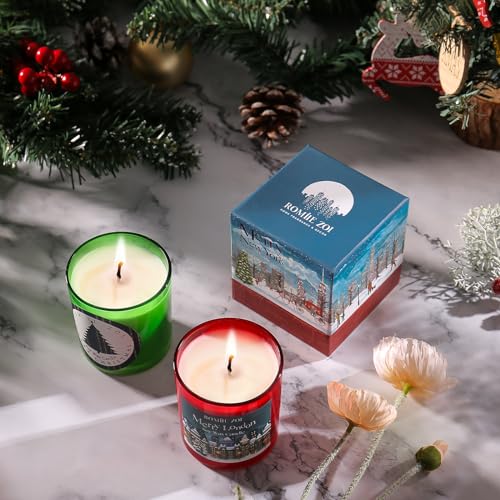 ROMIIE ZOI Christmas Scented Candle - 6oz Soy Wax Candle, Merry London, Infused with Cedar & Juniper Aroma - Night Blue Gift Box Packaged for Christmas Holiday Season Gift