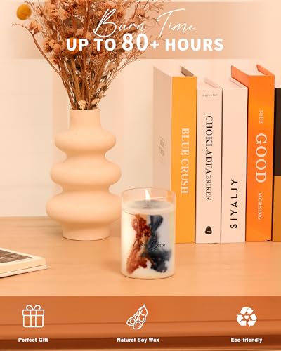 IZIDDO Coffee Bean Candles for Home Scented,15oz Extra Strong Scented Candles,90 Hours Burn Handmade Tie-Dye Soy Candle,Holiday Candles Gifts for Women Men