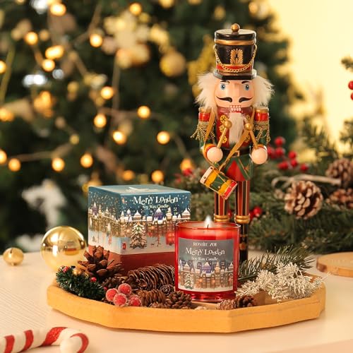 ROMIIE ZOI Christmas Scented Candle - 6oz Soy Wax Candle, Merry London, Infused with Cedar & Juniper Aroma - Night Blue Gift Box Packaged for Christmas Holiday Season Gift