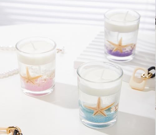 Ocean Theme Scented Candle,130G Handmade Starfish Whelk Soy Wax Gel Wax Aroma Decorative Candle for Table Photo Prop,Self Love Healing Candle for Women,Prefect Gift for Meditation Stress Relief Mood