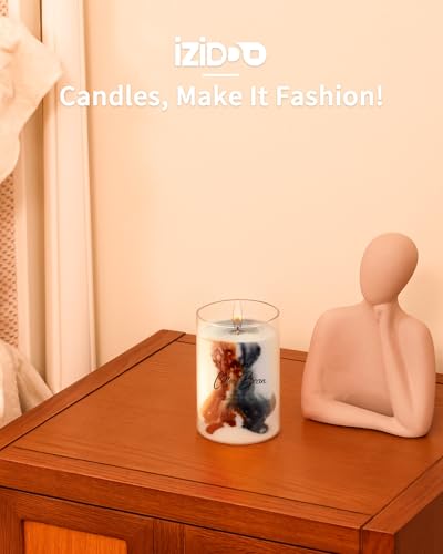 IZIDDO Coffee Bean Candles for Home Scented,15oz Extra Strong Scented Candles,90 Hours Burn Handmade Tie-Dye Soy Candle,Holiday Candles Gifts for Women Men