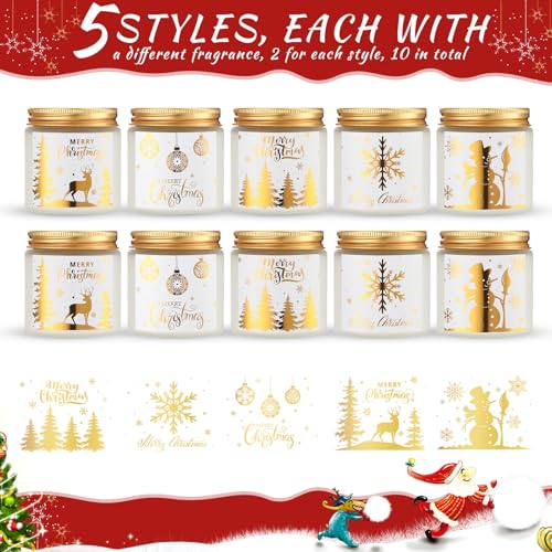 MTLEE 10 Pcs Christmas Candle Gift Set 10 Christmas Scented Candles Fragrances Aromatherapy Candle Gift Set for Women Xmas Candles Scented Merry Christmas Candle for Christmas Holiday Presents