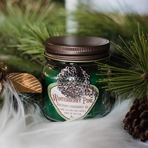 Way Out West Candles- Winter/Holiday Scented Candle Gift Pack of 2-8 Ounce Soy Wax Jar Candles- Fragrant, Long Lasting Hot Apple Cider and Winterberry Pine- Handmade in USA