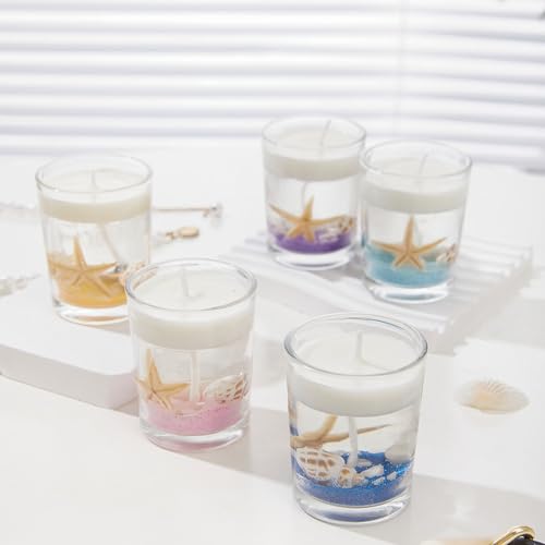 Ocean Theme Scented Candle,130G Handmade Starfish Whelk Soy Wax Gel Wax Aroma Decorative Candle for Table Photo Prop,Self Love Healing Candle for Women,Prefect Gift for Meditation Stress Relief Mood