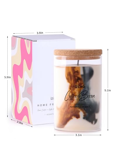 IZIDDO Coffee Bean Candles for Home Scented,15oz Extra Strong Scented Candles,90 Hours Burn Handmade Tie-Dye Soy Candle,Holiday Candles Gifts for Women Men
