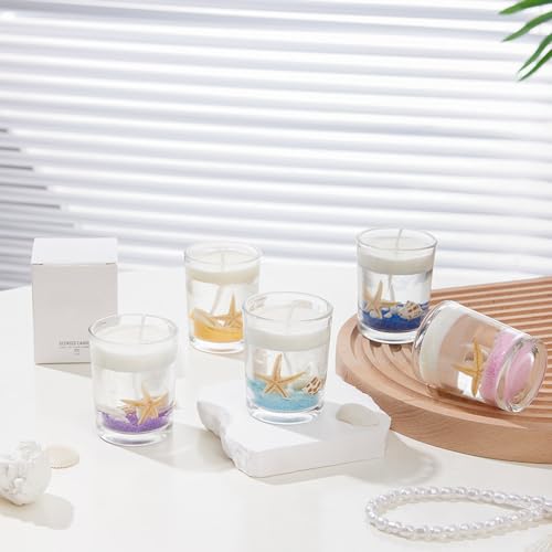 Ocean Theme Scented Candle,130G Handmade Starfish Whelk Soy Wax Gel Wax Aroma Decorative Candle for Table Photo Prop,Self Love Healing Candle for Women,Prefect Gift for Meditation Stress Relief Mood