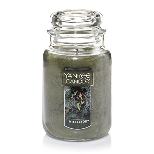 Yankee Candle Mistletoe Scented, Classic 22oz Large Jar Single Wick Candle, Over 110 Hours of Burn Time | Holiday Gifts for All
