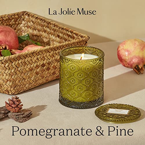 LA JOLIE MUSE Pomegranat Pine Scented Candle, Holiday Candle Gifts, Candles for Home Scented, 50 Hours Long Burning