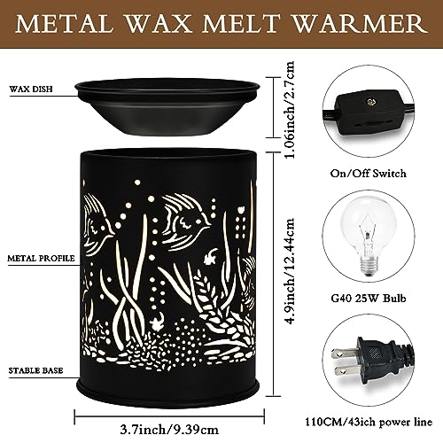 Metal Wax Warmer Electric,Wax melt Warmer,Candle Wax Burner, Candle Warmer,Candle Melter,for Home Office Décor and Gifts for Holiday（Oceans）…