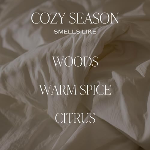 Sweet Water Decor Winter Soy Candles | Holiday Scented Candles for Home | 11oz White Jar + Wood Lid, 50+ Hour Burn Time, Made in the USA (Cozy Season, Amber - 11 oz)