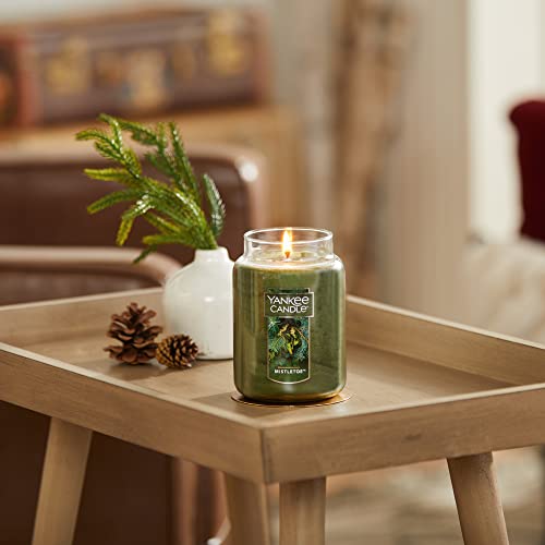 Yankee Candle Mistletoe Scented, Classic 22oz Large Jar Single Wick Candle, Over 110 Hours of Burn Time | Holiday Gifts for All