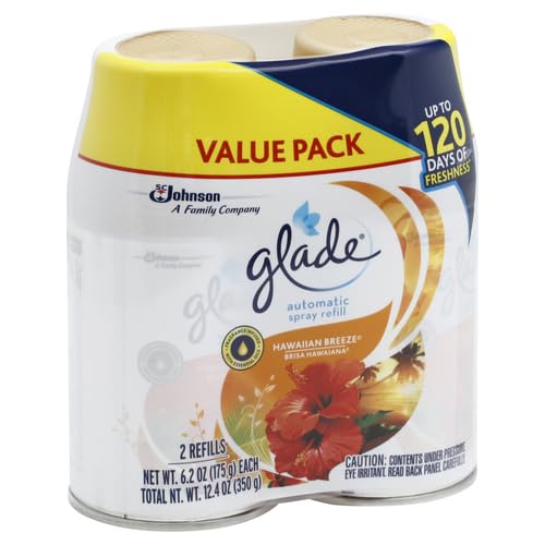 Glade Automatic Spray Refill, Air Freshener for Home and Bathroom, Hawaiian Breeze, 6.2 Oz, 2 Count