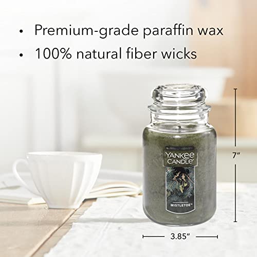 Yankee Candle Mistletoe Scented, Classic 22oz Large Jar Single Wick Candle, Over 110 Hours of Burn Time | Holiday Gifts for All