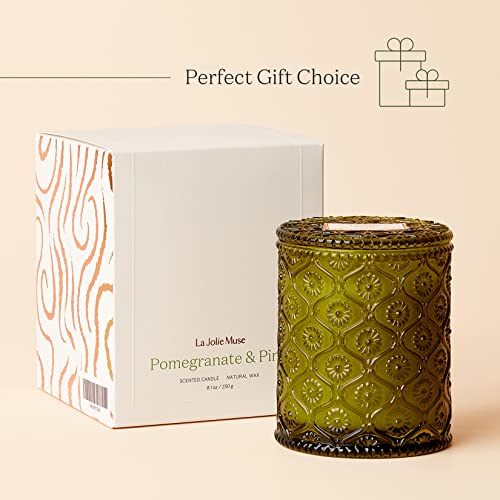 LA JOLIE MUSE Pomegranat Pine Scented Candle, Holiday Candle Gifts, Candles for Home Scented, 50 Hours Long Burning