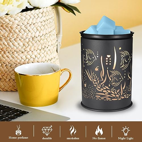 Metal Wax Warmer Electric,Wax melt Warmer,Candle Wax Burner, Candle Warmer,Candle Melter,for Home Office Décor and Gifts for Holiday（Oceans）…