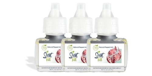 Scent Fill 100% Natural Fresh Peppermint Plug in Refills Air Freshener, Scented Oil Refills, 3 Refills