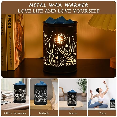 Metal Wax Warmer Electric,Wax melt Warmer,Candle Wax Burner, Candle Warmer,Candle Melter,for Home Office Décor and Gifts for Holiday（Oceans）…