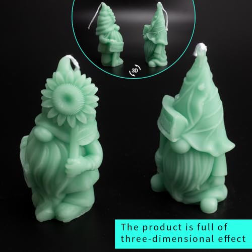 2 Pcs Large Spring Candles Decor, Sunflower Gnome Scented Candles Tea Lights Candles Soy Wax Aromatherapy Candles Gift for Christmas Party Fall Winter Decor Home Table New Year Decoration (Green)