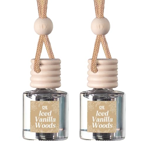 CE Craft Car Air Fresheners - Hanging Car Air Freshener Diffuser - Reusable Bottle with Long Lasting Car Oil Scent - 2 pack, Iced Vanilla Woods