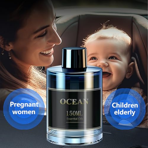 Smart Car Air Freshener Special Perfume Refill Essential Oil,150ML High Capacity Natural Aromatherapy Scent Diffuser Oil, Can be Used for 8-12 Months, Plant Extracts Fragrances Oil (Blue Ocean)