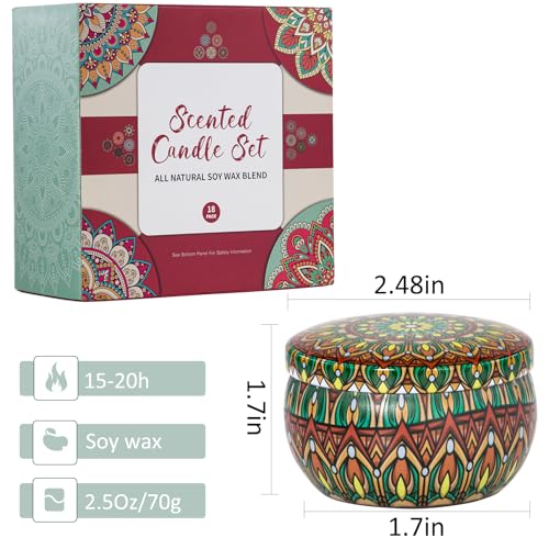 Candle Gifts for Women, 18 Packs Aromatherapy Candles, Scented Candles Gift Set for Friend Gifts, Candles for Home Scented, Soy Wax Jar Candles, Retro Court Style - Exclusive for Nobles