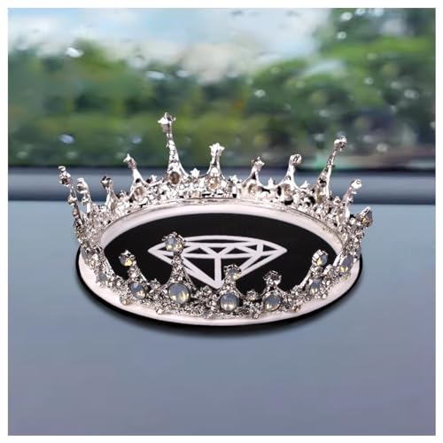 PEHAPPYT Queen Crystal Crown Rhinestone Non-Slip Mat for Car Dashboard Grip Pad for Cell Phone Electronic Devices Keys Sunglasses Dashboard Decorations