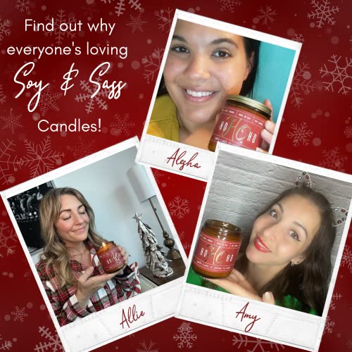 Christmas Candles, Christmas Candle for Holiday - 'Ho Ho Ho' Christmas Scented Candles, w/Clove, Orange & Cinnamon Candle I Stocking Stuffers for Women I 9oz Reusable Jar, 50Hr Burn, USA Made