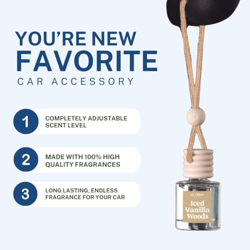 CE Craft Car Air Fresheners - Hanging Car Air Freshener Diffuser - Reusable Bottle with Long Lasting Car Oil Scent - 2 pack, Iced Vanilla Woods