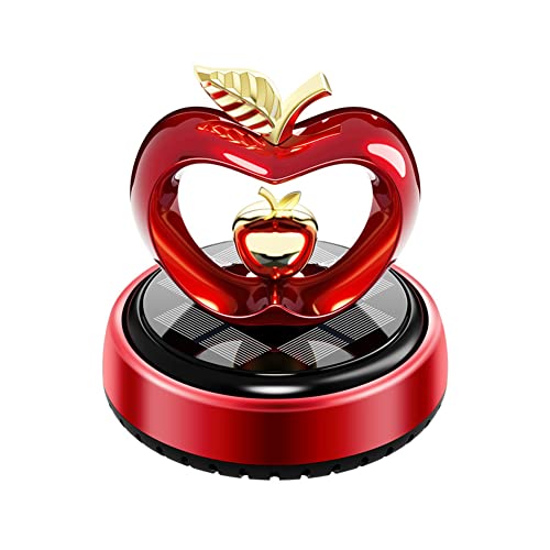 Surakey Car Air Freshener Creative Apple Solar Rotating Ornament Gift Aromatherapy Essential Oil Perfume Fragrance Diffuser Car Interior for Auto Home Office Dashboard (Red)