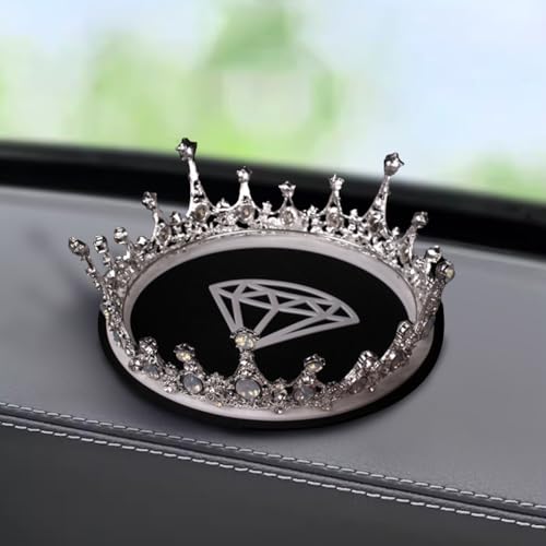 PEHAPPYT Queen Crystal Crown Rhinestone Non-Slip Mat for Car Dashboard Grip Pad for Cell Phone Electronic Devices Keys Sunglasses Dashboard Decorations