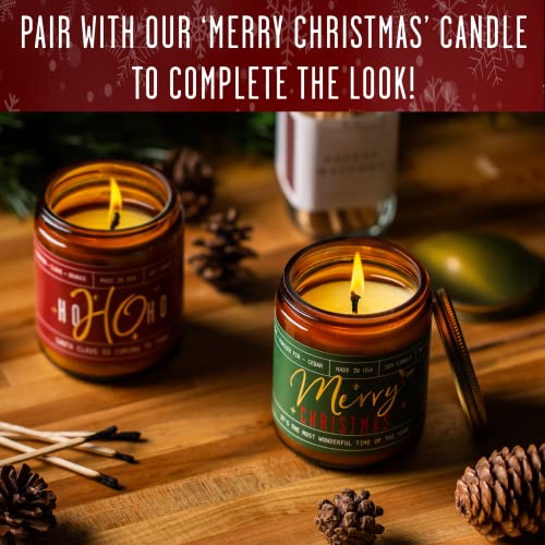 Christmas Candles, Christmas Candle for Holiday - 'Ho Ho Ho' Christmas Scented Candles, w/Clove, Orange & Cinnamon Candle I Stocking Stuffers for Women I 9oz Reusable Jar, 50Hr Burn, USA Made