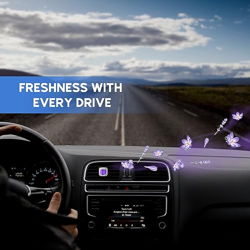 Air Jungles Lavender Scent Car Air Freshener Clip, 6 Car Freshener Vent Clips, 4ml Each, Long Lasting Air Freshener for Car, Up to 180 Days Car Refresher Odor Eliminator
