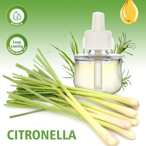 PlugIns Refills Air Freshener, Citronella Scented Oil Refills, 3-Pack Plug in Air Fresheners, Essential Oils Refills Compatible with Air Wick Scented Oil Warmers for Camping, Patio, Porches Outdoor