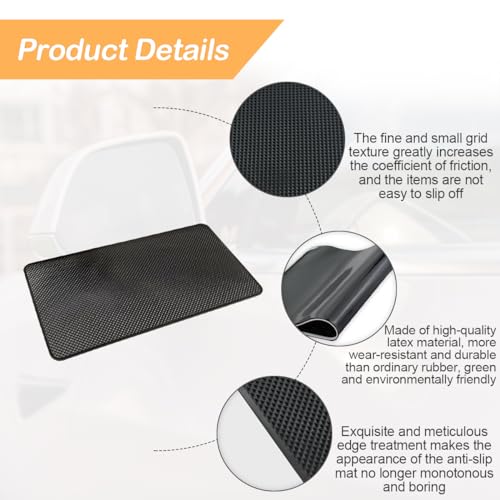 Osilly Car Dashboard Anti-Slip Mat, 10.6" x 5.9" Universal PVC Sticky Adhesive Pad for Auto, Multifunctional Vehicle Dash Strong Gripping Pad for Cell Phones Sunglasses Keys GPS Coins (Grid)